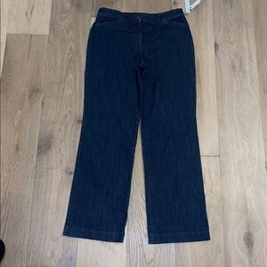 NWT Talbots Blue chambray Denim Wide Leg Trouser Jeans, Size 10 pants jeans